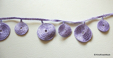 Lilac Purple Embroidery Cotton Circle Ring Design Lace Trims Approx. 30mm - 38mm Wide